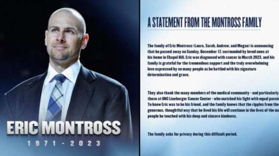 Addio a Eric Montross: l'ex NBA e stella di North Carolina morto a 52 anni
