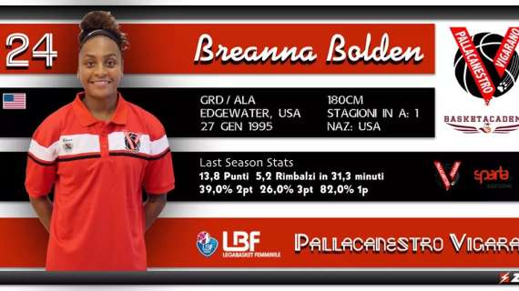 UFFICIALE A1 F - Terza conferma a Vigarano, Breanna Bolden prolunga