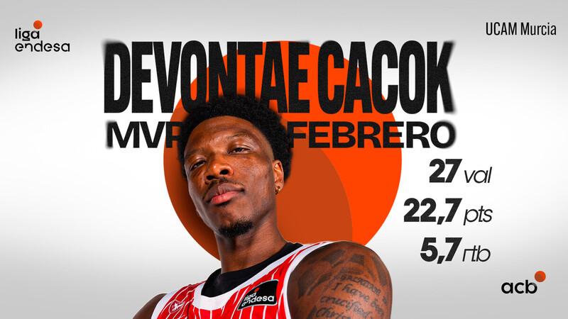L'ex Virtus Devontae Cacok è l'MVP della Liga Endesa a febbraio