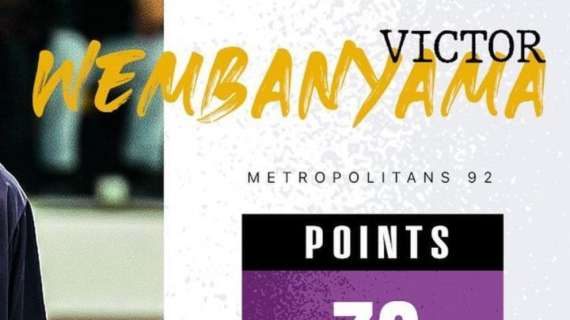 LNB - Wembanyama guida i Metropolitans 92 con 30 punti contro Nanterre