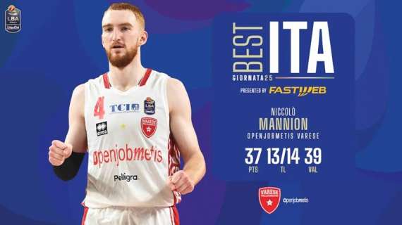 LBA - Niccolò Mannion è The Best Ita Fastweb della 25ª giornata 2023-24