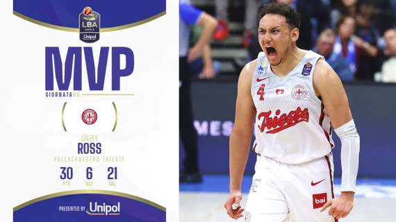 LBA - Colbey Ross è l'MVP Unipol della 5ª giornata della Serie A Unipol 2024/25