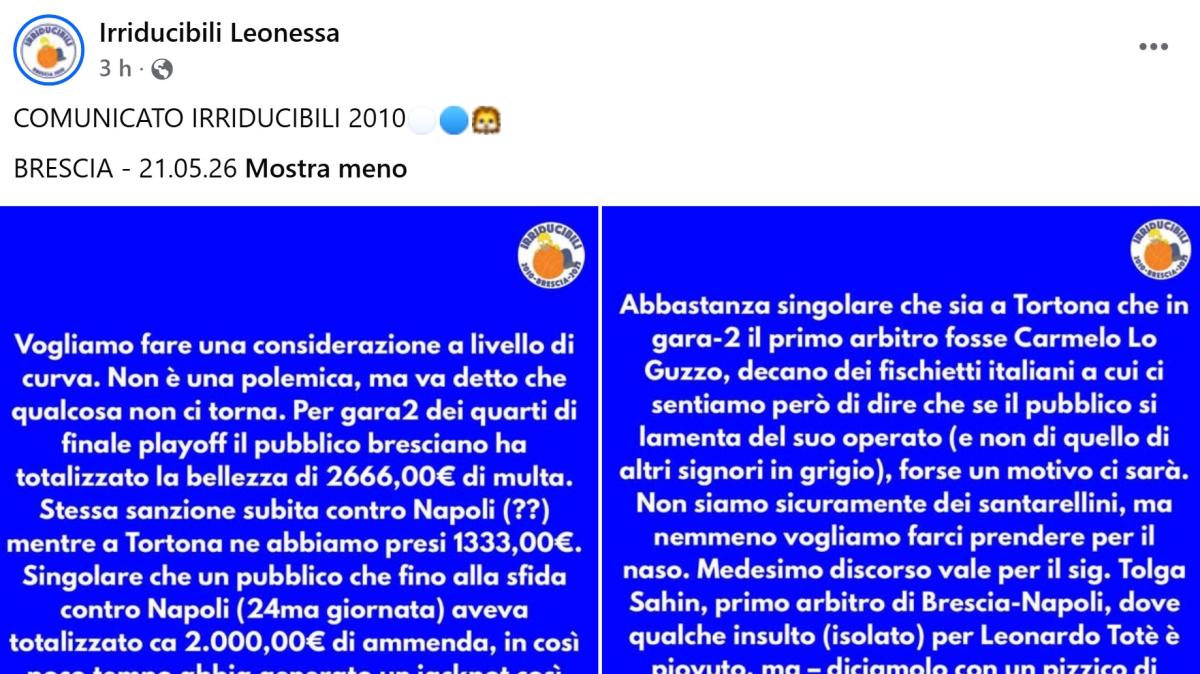 Irriducibili Brescia: «Sembra quasi che la Fip stia facendo cassetto. Non è così, ma...»