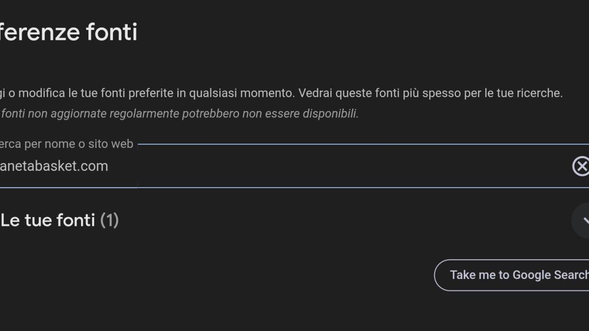 Aggiungi PianetaBasket alle tue fonti preferite su Google