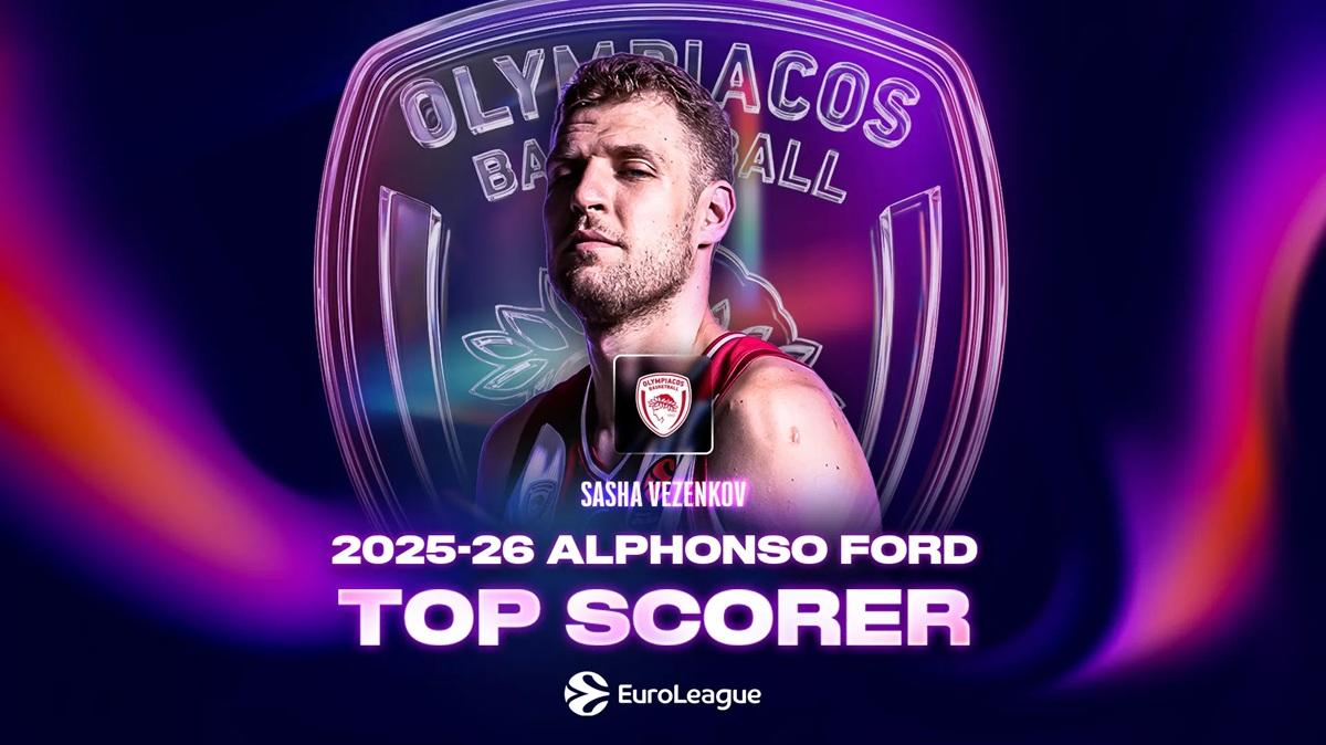 Sasha Vezenkov vincitore del Trofeo Alphonso Ford Top Scorer 2025-26