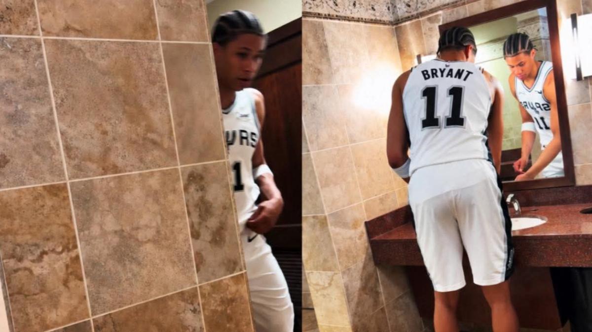 Carter Bryant diventa virale: il rookie degli Spurs usa un bagno pubblico a partita in corso
