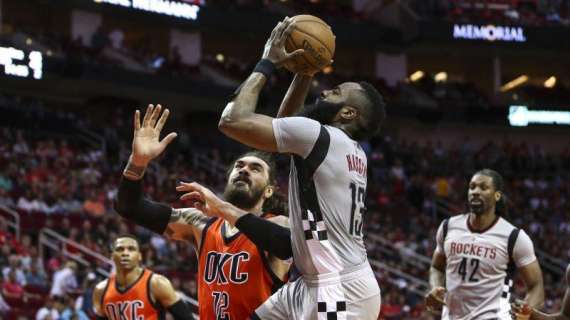NBA - La balistica dei Rockets ha la meglio su Westbrook e i Thunder