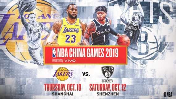 NBA - I China Games vedranno in campo Lakers e Nets nel prossimo ottobre