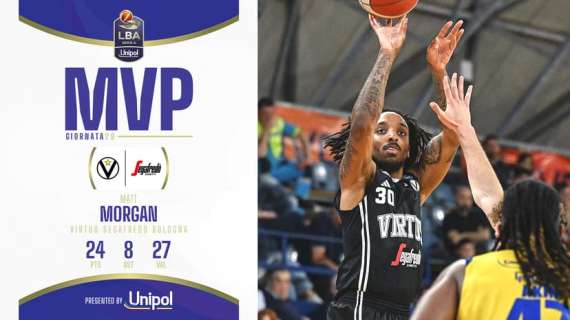 Virtus, Matt Morgan è l'MVP Unipol della 29ª giornata della Serie A Unipol 2024/25