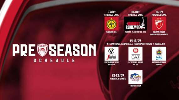 EL - Olympiacos, con Trapani Shark due partite: il calendario della preseason