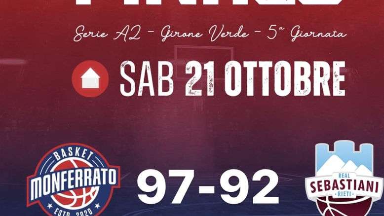 A2 - Monferrato Basket supera la Real Sebastiani Rieti