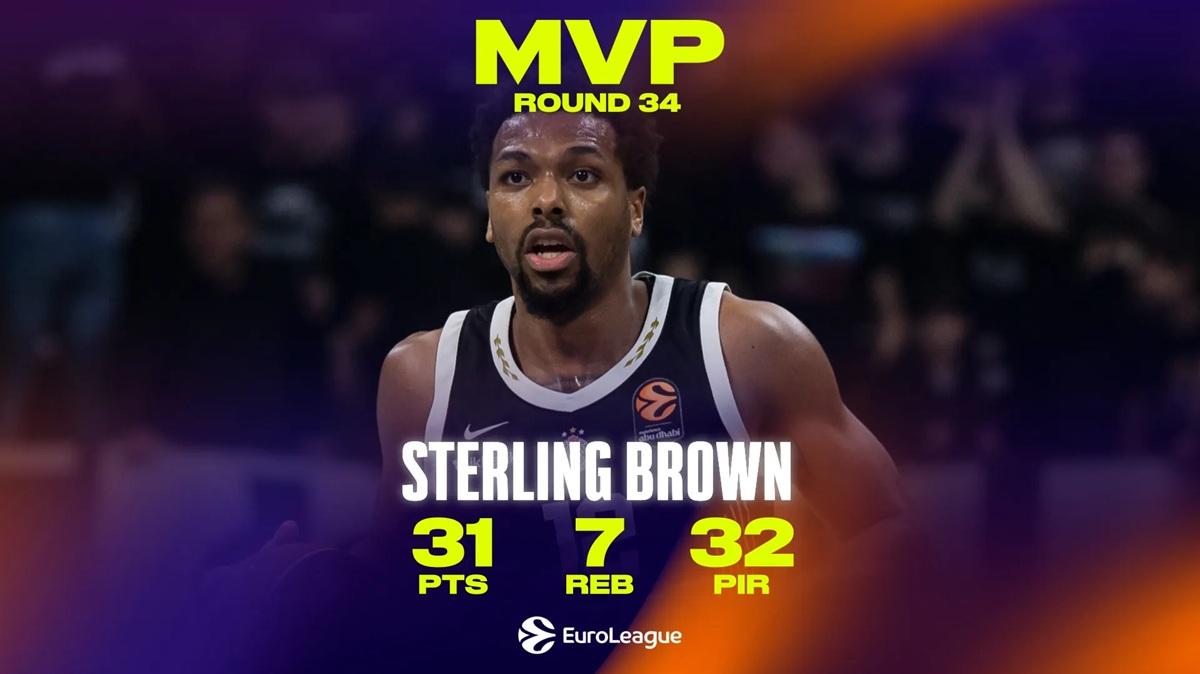 L'MVP della 34a giornata è Sterling Brown, Partizan Mozzart Bet Belgrade