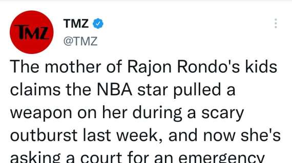 Rajon Rondo accusato di minacce con pistola dalla ex compagna