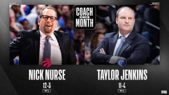 NBA - Nurse e Jenkins sono The Coaches of the Month di gennaio