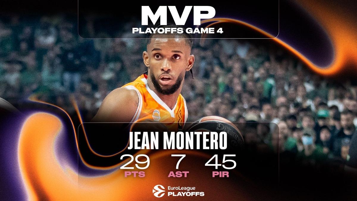 Jean Montero, Valencia Basket, è l'MVP del quarto turno dei playoff EuroLeague
