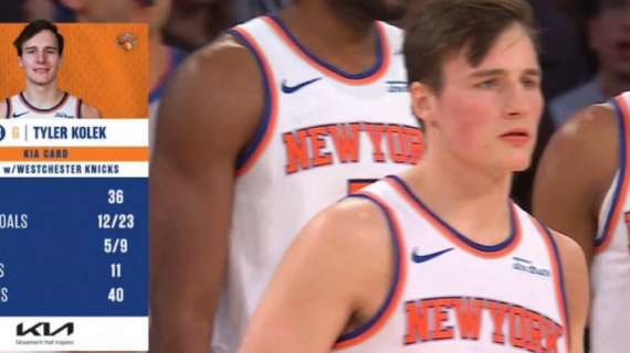 Due gare in un giorno, Tyler Kolek dei Knicks fa gli straordinari: il pomeriggio in GLeague, la sera in NBA 