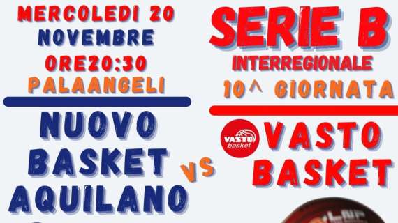 Serie B - Nuovo Basket Aquilano, al PalaAngeli derby abruzzese con Vasto