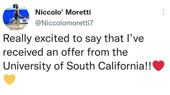 NCAA | Offerta da USC per Nicolò Moretti