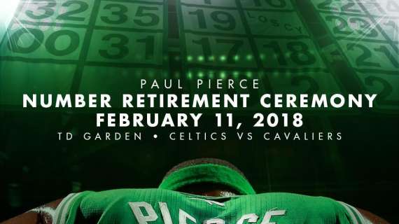 NBA - L'11 febbraio, i Celtics ritireranno la maglia #34 di Paul Pierce