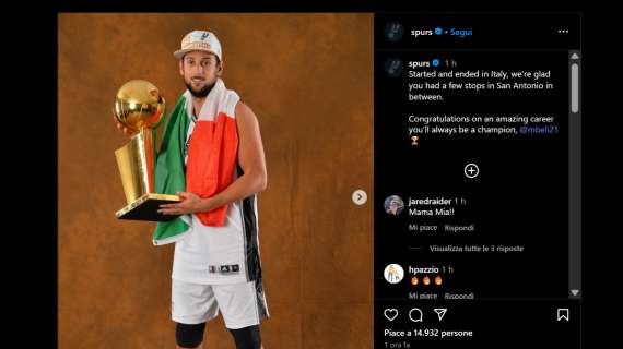 Gli Spurs dedicano un post a Marco Belinelli per il (presunto) ritiro