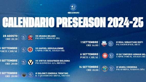 LBA - Germani Brescia, il calendario delle amichevoli preseason