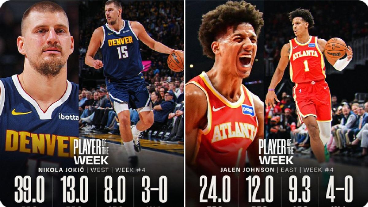 Nikola Jokić, Jalen Johnson nominati NBA Players of the Week