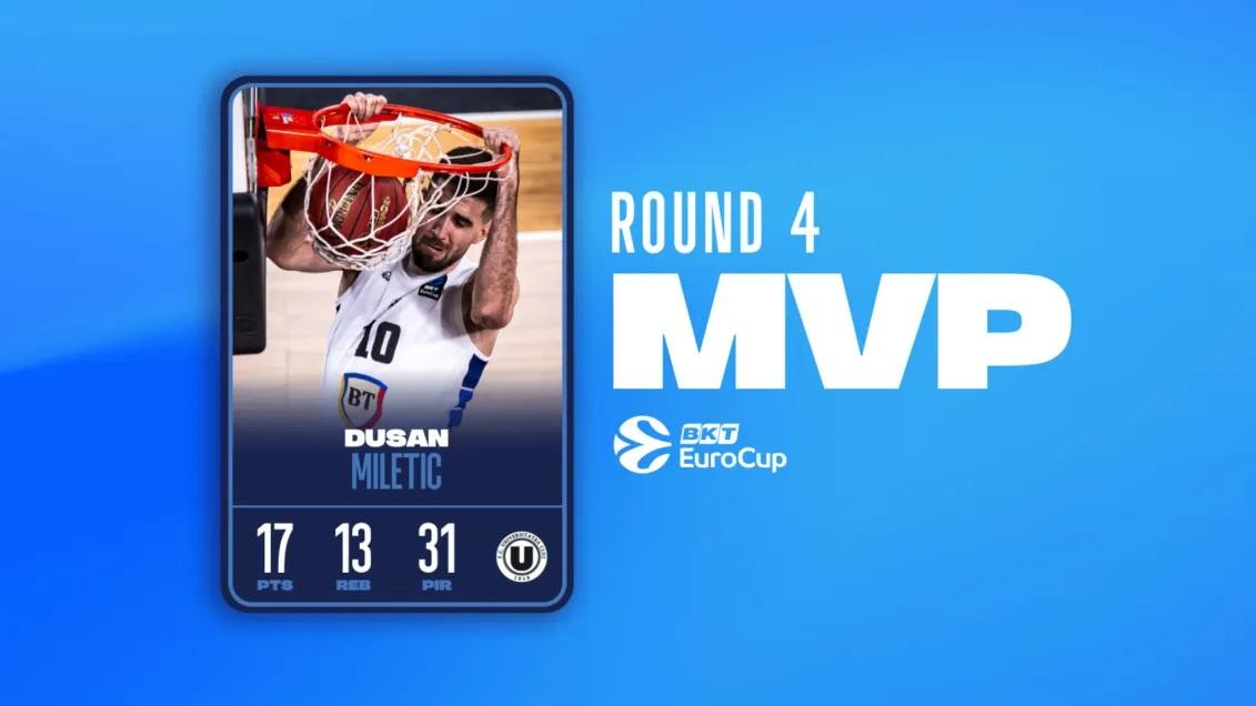 Il giustiziere della Reyer Dusan Miletic, U-BT Cluj-Napoca, MVP del Round 4