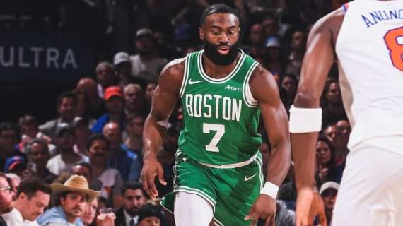 NBA - Jaylen Brown reagisce dopo l'eliminazione dei suoi Celtics per mano dei Knicks