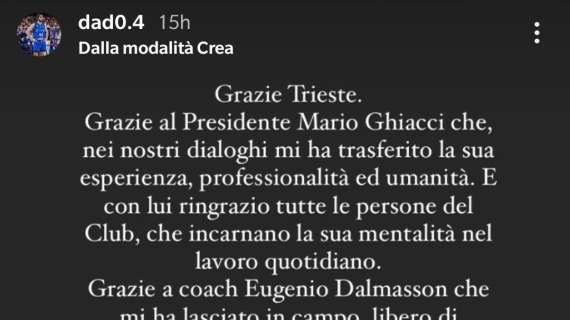 LBA - Davide Alviti: "Grazie Trieste. Milano, si apre un nuovo capitolo"