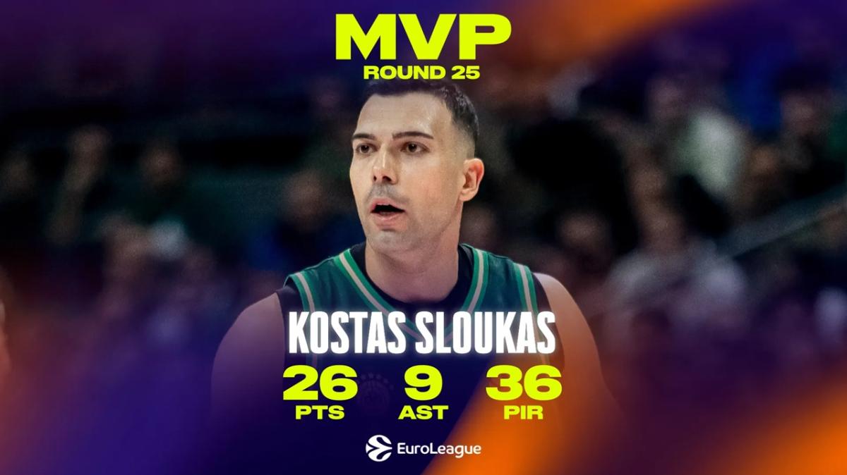 Kostas Sloukas MVP del Round 25 di EuroLega; Kabengele con il miglior PIR