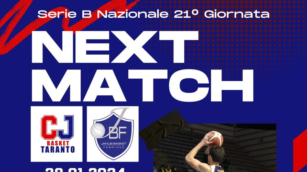 Serie B - CJ Basket Taranto vs Fabriano domenica al PalaMazzola