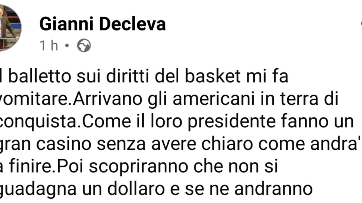 Gianni Decleva: «Un sussulto di dignità da Fip e Legabasket sarebbe gradito»