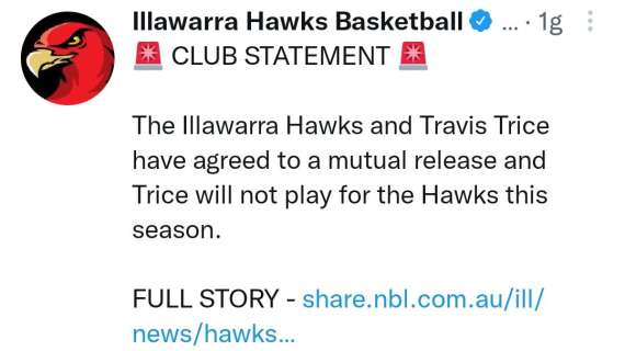 NBL - Travis Trice non si vaccina, rilasciato dagli Illawarra Hawks