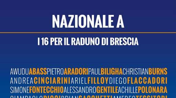 Italia, ecco i 16 convocati per il raduno di Brescia. C'è Gentile 