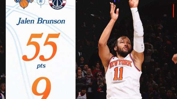 NBA - Jalen Brunson (55 punti) e i Knicks vincono i supplementari a Washington