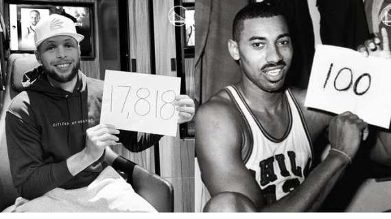 NBA - Warriors, Steph Curry toglie un record a Wilt Chamberlain