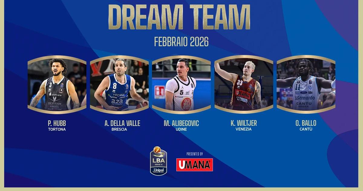 Hubb, Della Valle, Alibegovic, Wiltjer e Ballo il Dream Team LBA di febbraio