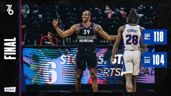 NBA - Contro i Pistons ottava vittoria di fila per i Sixers