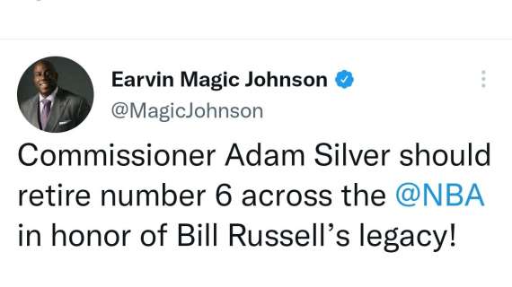 Magic Johnson propone di ritirare la #6 di Bill Russell in tutta la NBA