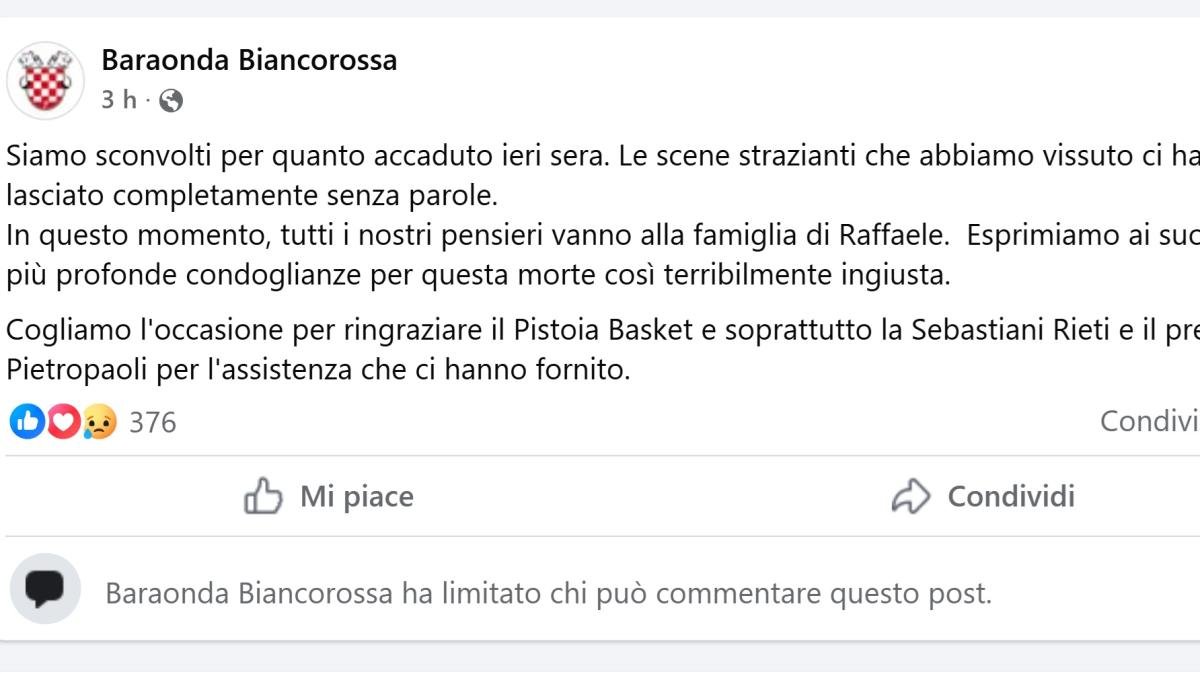 Baraonda Biancorossa: «Siamo sconvolti. Scene strazzianti»