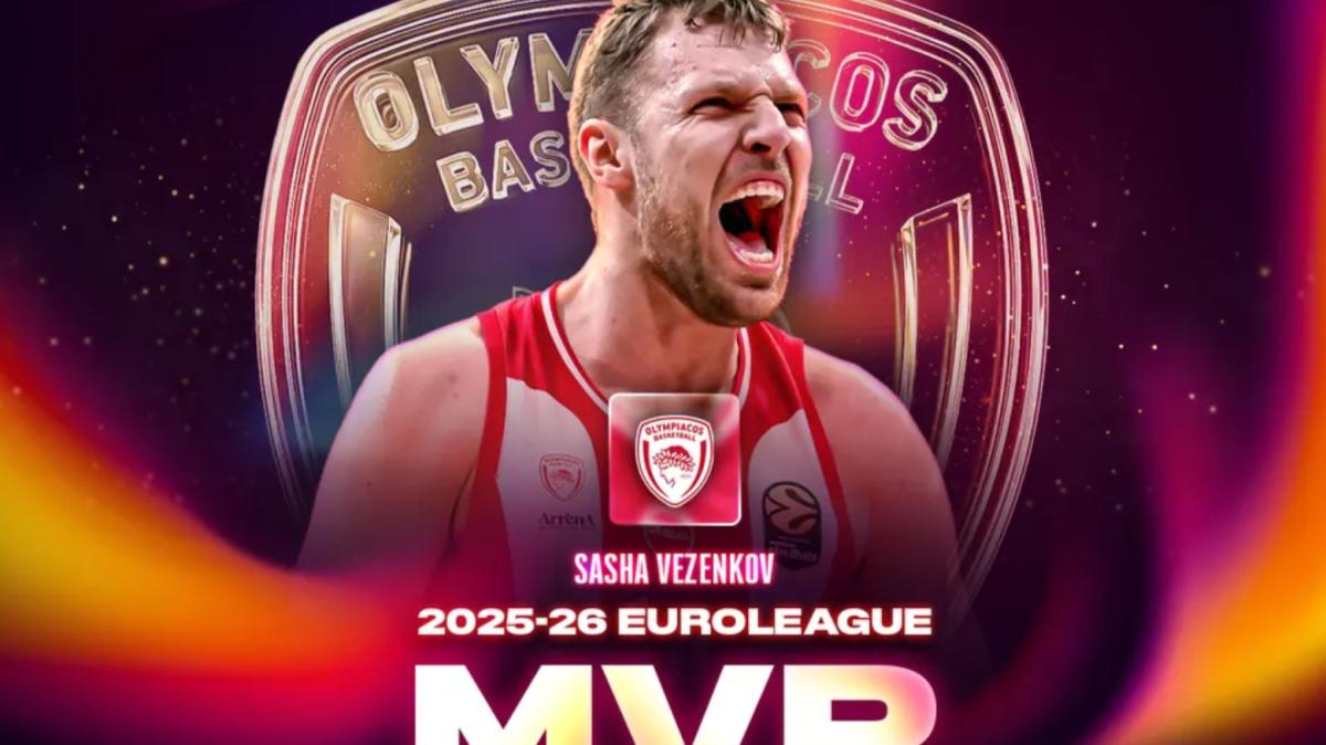 Sasha Vezenkov è l'MVP di EuroLeague 2025/26: battuti Francisco e Bryant