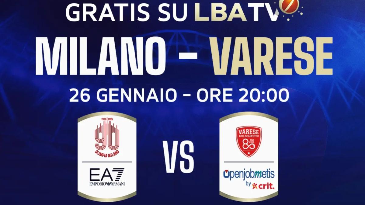 Olimpia Milano vs Varese disponibile gratuitamente su LBATV lunedì 26 gennaio