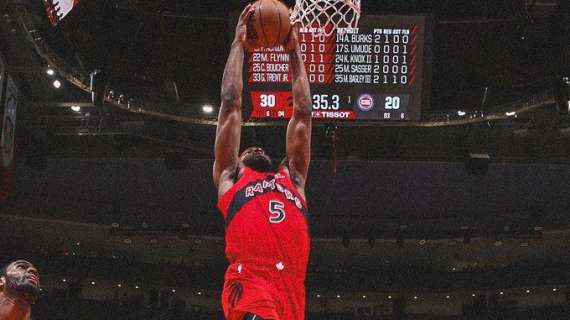 NBA - Catastrofe Pistons: i Toronto Raptors dilagano in attacco