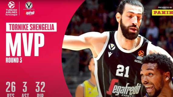 UFFICIALE EL - Virtus Bologna, Tornike Shengelia MVP del Round 3