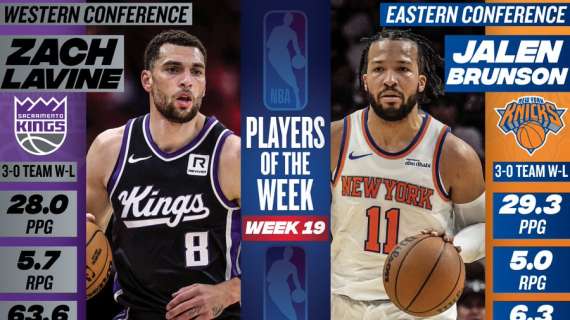 NBA - Jalen Brunson e Zach LaVine nominati Player of the Week