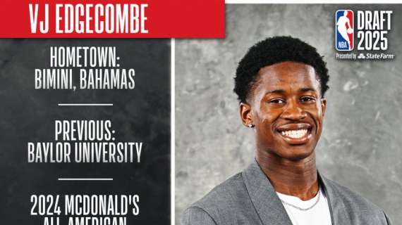 NBA Draft 2025 | Il pick #3 è VJ Edgecombe (Philadelphia Sixers)