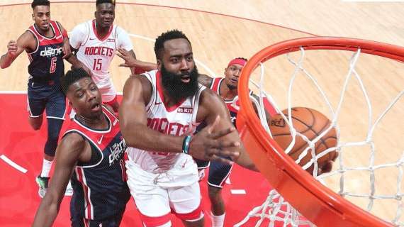 NBA - Harden dice 59 e guida i Rockets: Houston e Washington combinano 317 punti