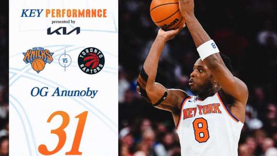 NBA - OG Anunoby: la serata dell'ex per la vittoria Knicks sui Raptors