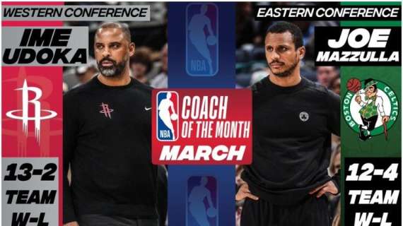 NBA - Joe Mazzulla e Ime Udoka nominati Coaches of the Month
