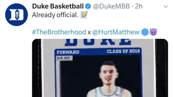 NCAA - Duke, in arrivo anche Matthew Hurt